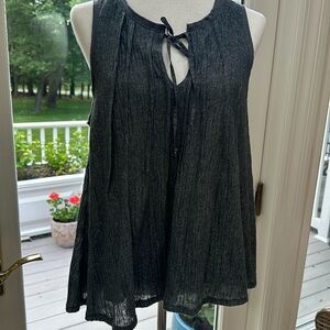 Anthropologie EUC Meadow Rue GRAY Fully Lined Pleated Crinkle Tie-neck Swin…